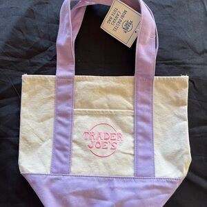 Trader Joe's Purple and Cream Tote Bag